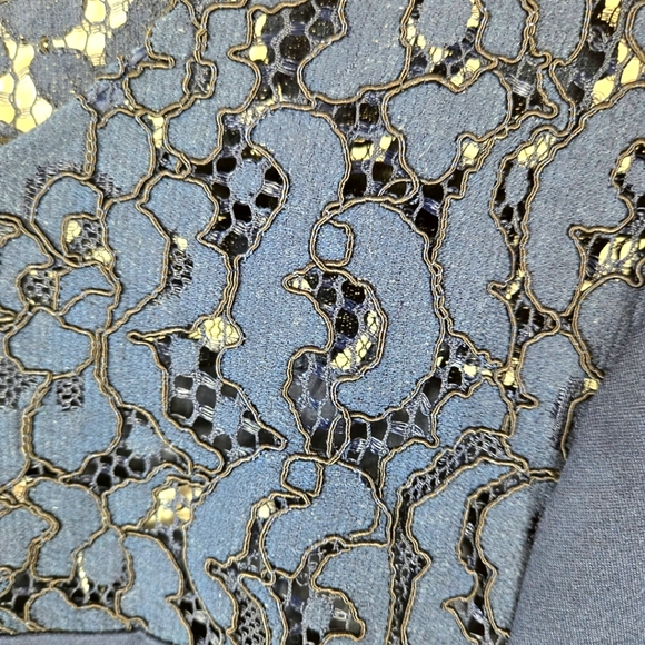 Trina Turk Lace Panel Sabastian Ponte Blue Dress - Picture 9 of 14